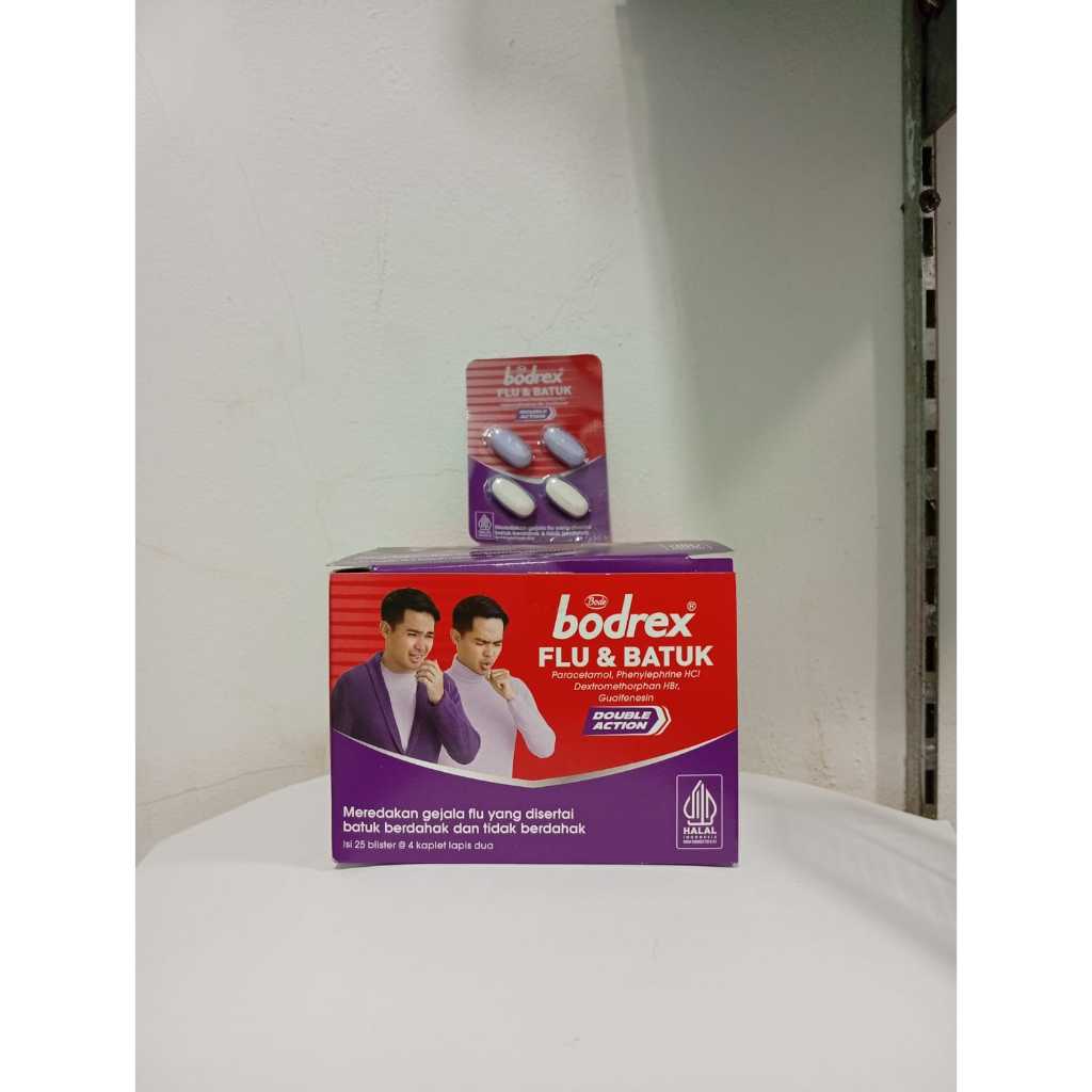 Bodrex Flu dan Batuk Double Action, pereda demam, batuk pilek, 1 strip 4 kaplet
