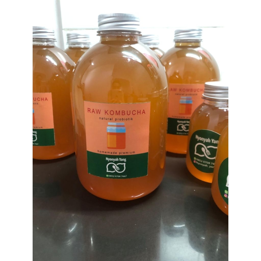 KOMBUCHA TEA LESS SUGAR ORGANIC NATURAL PROBIOTIK (1 Liter botol plastik tebel)