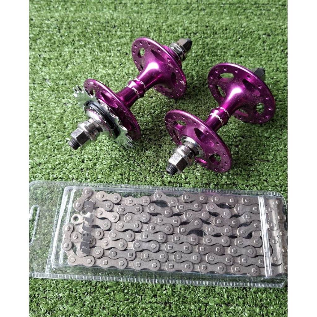 Paket Hub Freehub Formula 32H Pelor Cog Lockring + Rantai Declo Single Speed Fixie BMX UNGU - Taiwan
