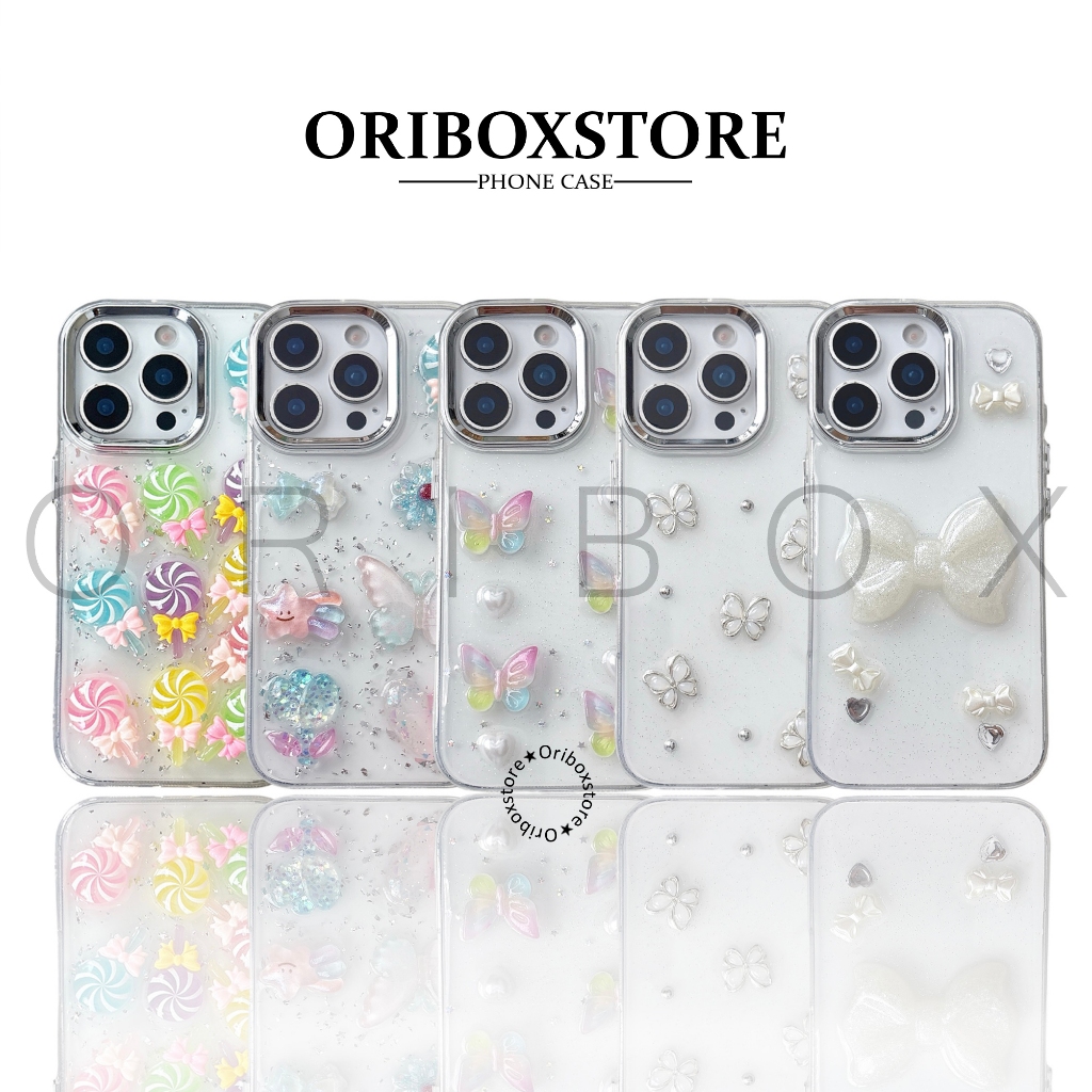 ORIBOX - Lux 3d Silver 5 Motif Softcase Silikon Casing Hp Case For Iphone Xr 11 12 13 14 15 16 Pro P