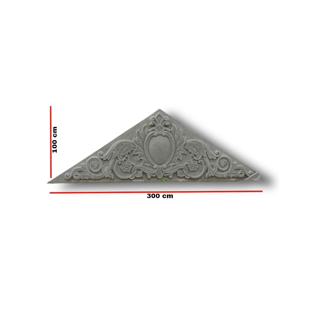 Ornamen Segitiga Sopi-Sopi GRC Cetak Full Beton Ukuran 300cm x 100cm