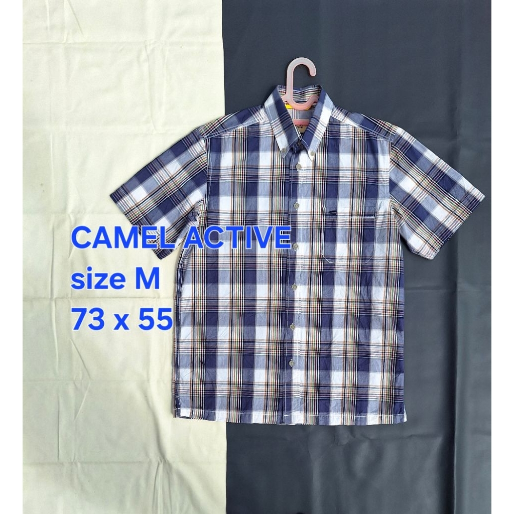 Baju Kemeja CAMEL ACTIVE Katun Kotak Lengan Pendek Pria Original