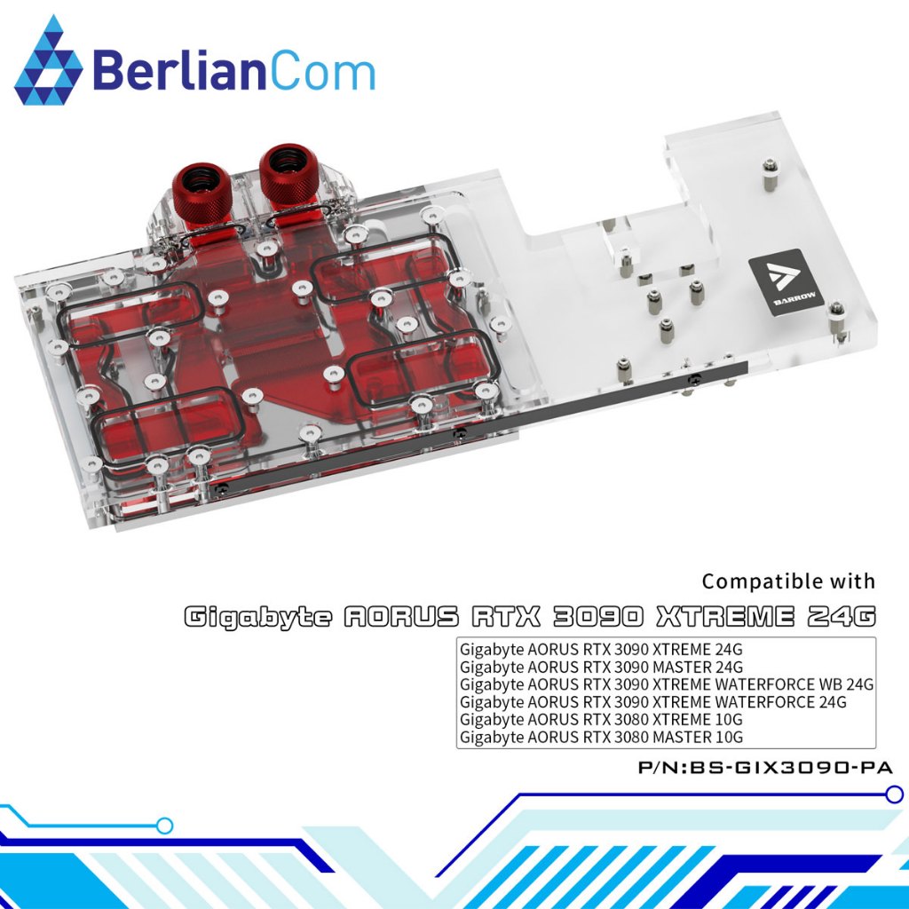 BARROW BS-GIX3090-PA GPU Block for AORUS RTX 3080 3090 ARGB