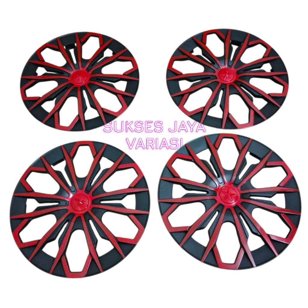 COVER VELG RODA MOBIL AGYA AYLA RING 13 RING 14 WHELL DOP COVER VELG JF MERAH