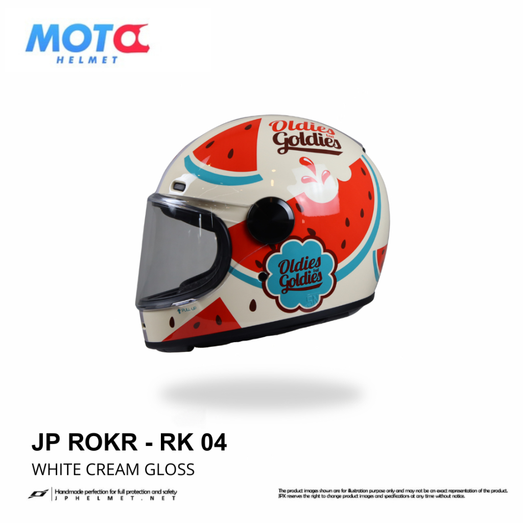 Helm Fullface Retro JP ROKR - RK 04 White Cream Gloss