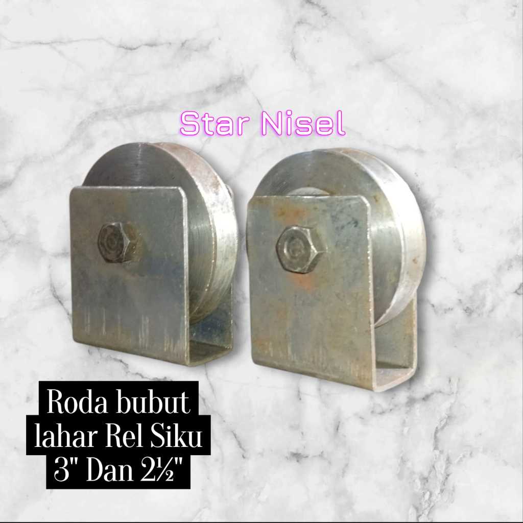 Roda Bubut Besi Cor Rell Siku 2 inci, 21/2 inci, dan 3 inci
