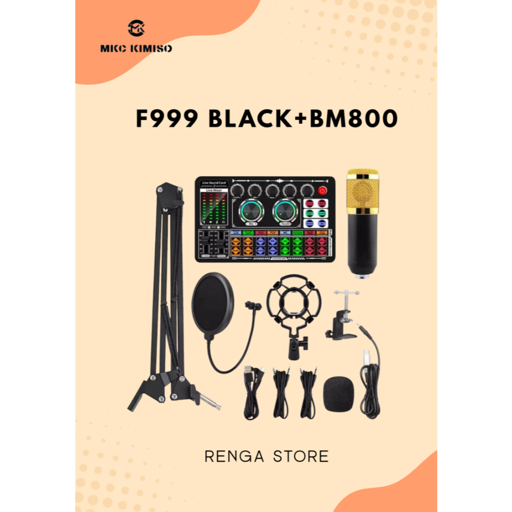 Paket Lengkap Soundcard F999 HITAM+BM800