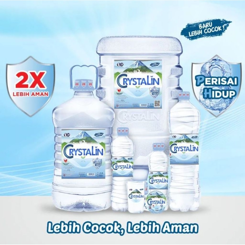 Air Mineral CRYSTALIN / CRYSTALLINE 330ml 600ml 1500ml 1 DUS isi 24 Botol BARANG BARU