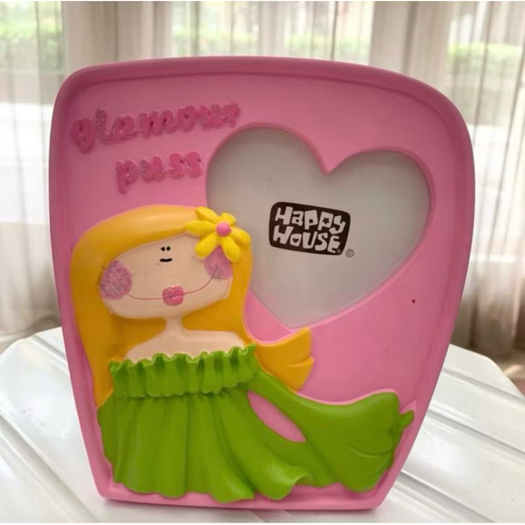 Happy house photo frame sunshine girl heart pink