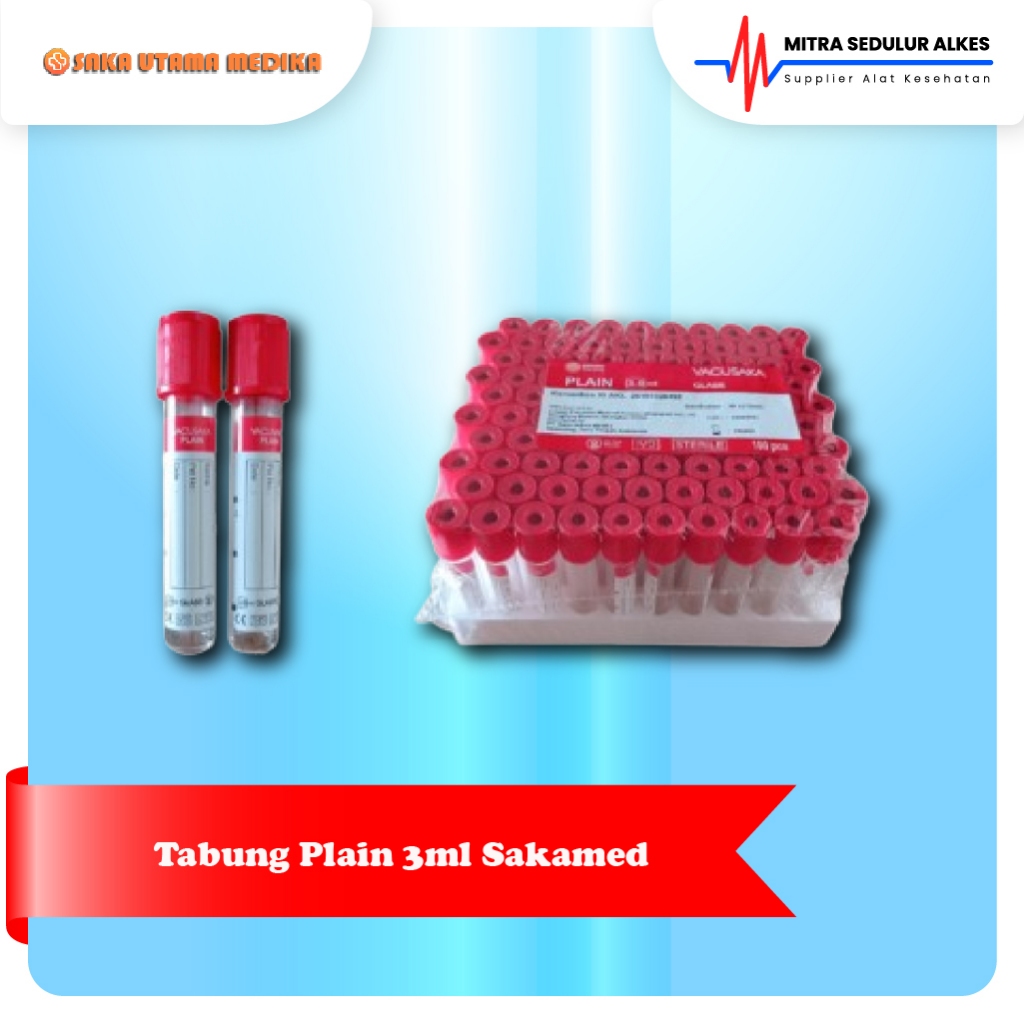 Tabung Vacutainer Plain 3ml Sakamed l Tabung Tutup MERAH