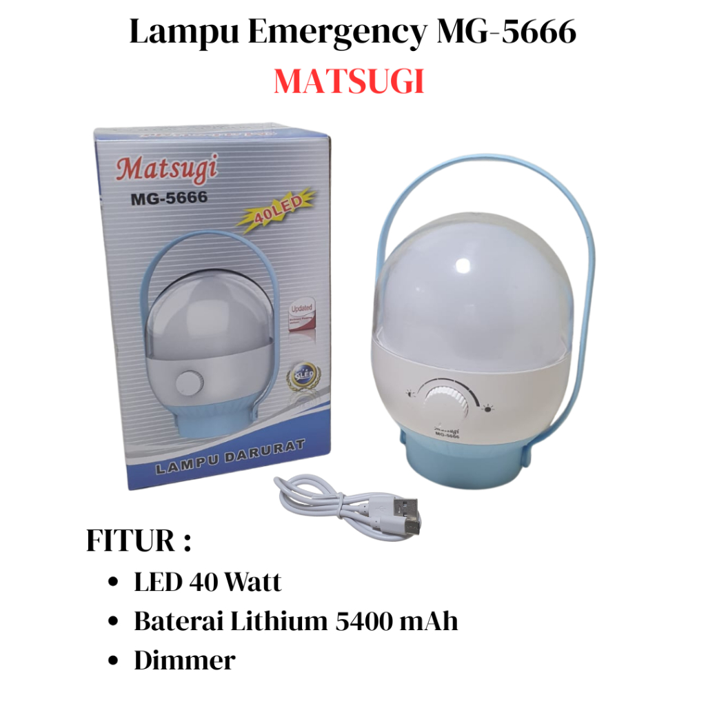 LAMPU EMERGENCY MATSUGI DIMMER LED 40 WATT CAHAYA PUTIH MG-5666