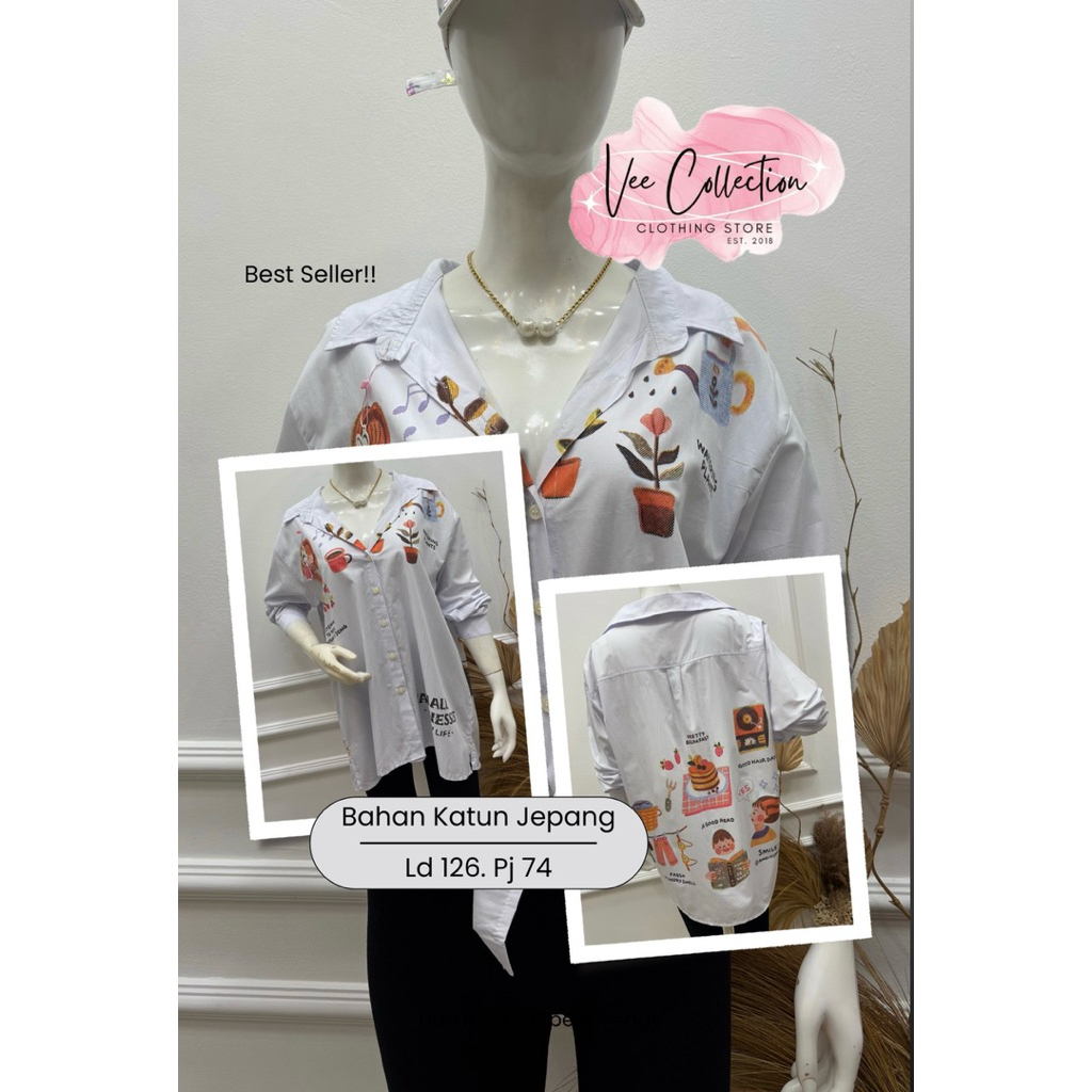 Kemeja Katun Jepang Premium Wanita Oversize Best Seller