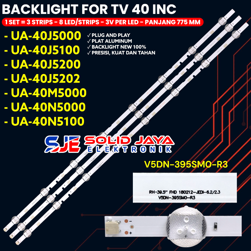 BACKLIGHT TV SAMSUNG UA 40J5000 40M5000 AK DK BL TV LAMPU LED UA40J5000AK UA40M5000AK 8K 3V 40 INC