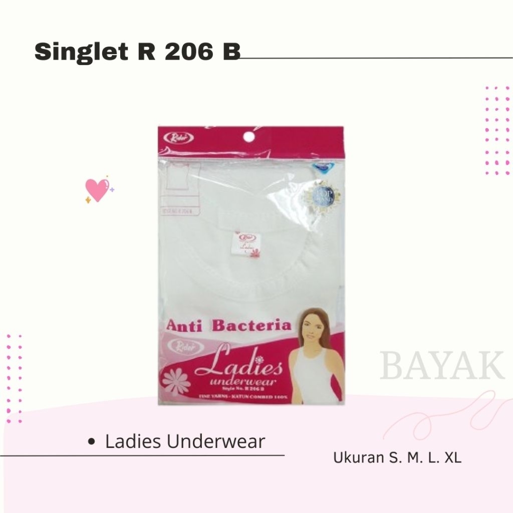 RIDER Singlet Wanita R206B Anti Bakteri Singlet for Ladies