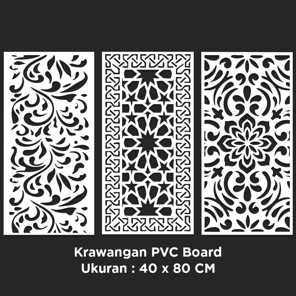 KRAWANGAN PVC BOARD 40x80cm / ORNAMEN PVC FOAM BOARD TEBAL 5MM / ORNAMEN DINDING / DEKORASI HIASAN D