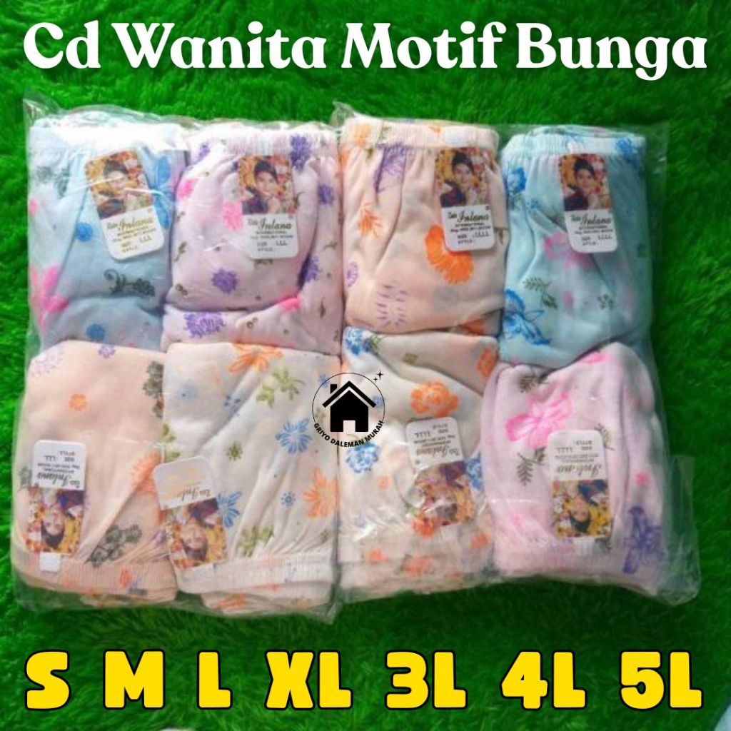 (PUTRI YULIANA) GROSIR 12 PCS CELANA DALAM WANITA LUSINAN/CD WANITA 12 PCS WANITA MOTIF BUNGA/GROSIR