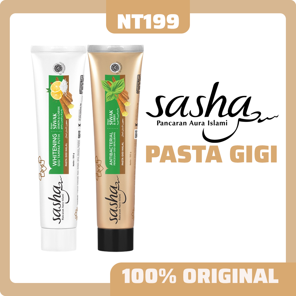 SASHA Pasta Gigi Siwak Halal Antibacterial Whitening Pencegah Gigi Berlubang