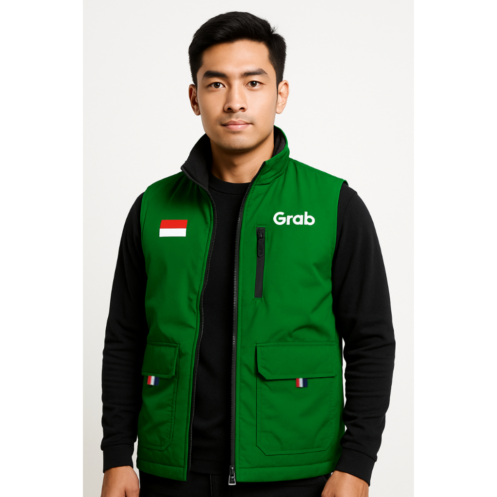 Diskon  Rompi Outdoor Pria Grab Terbaru Premium Grabbike GrabFood Terbaru 2025 Ready Ukuran Jumbo Da