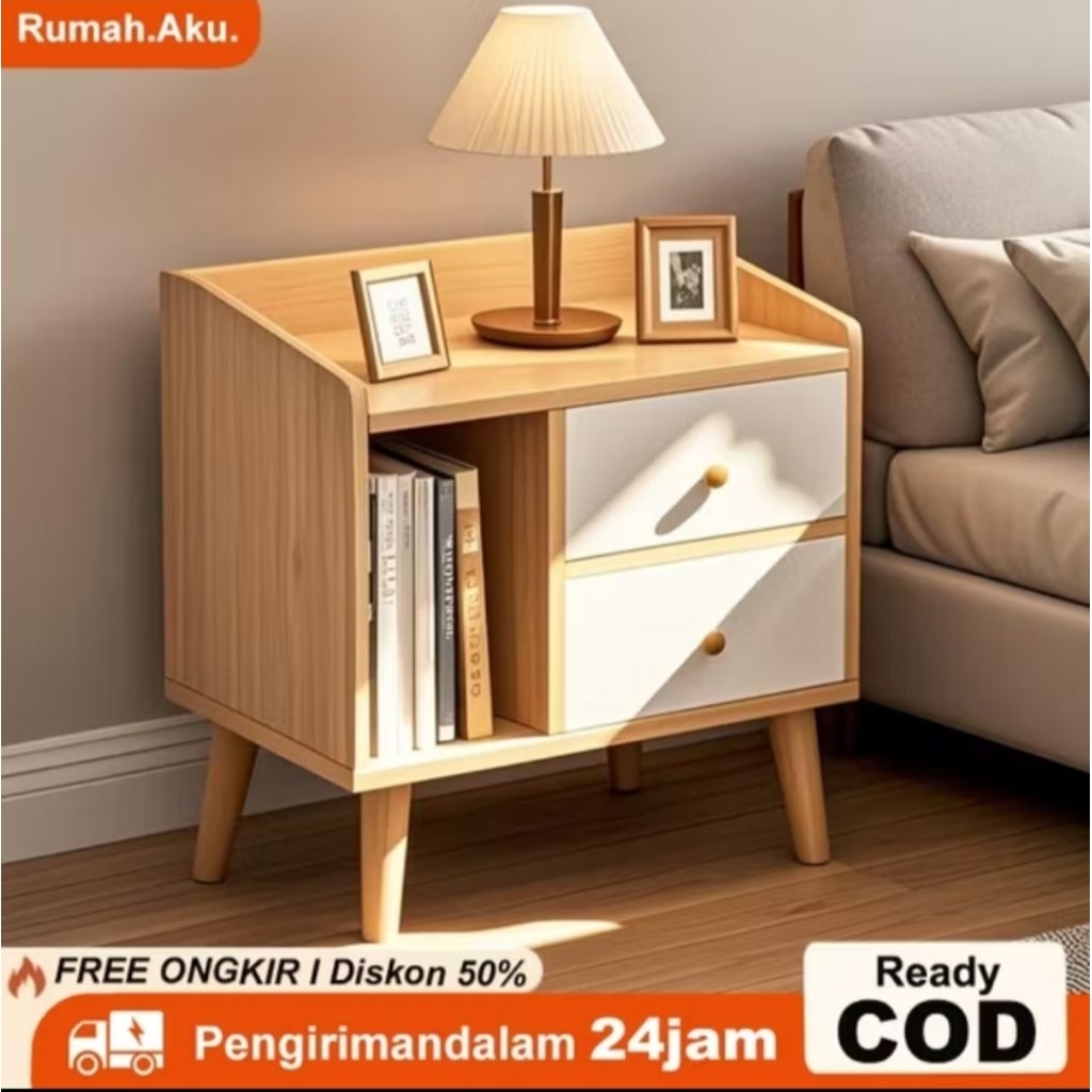 Meja Nakas Bedside Table - Lemari Nakas kayu Serbaguna - Nakas Aestthetic