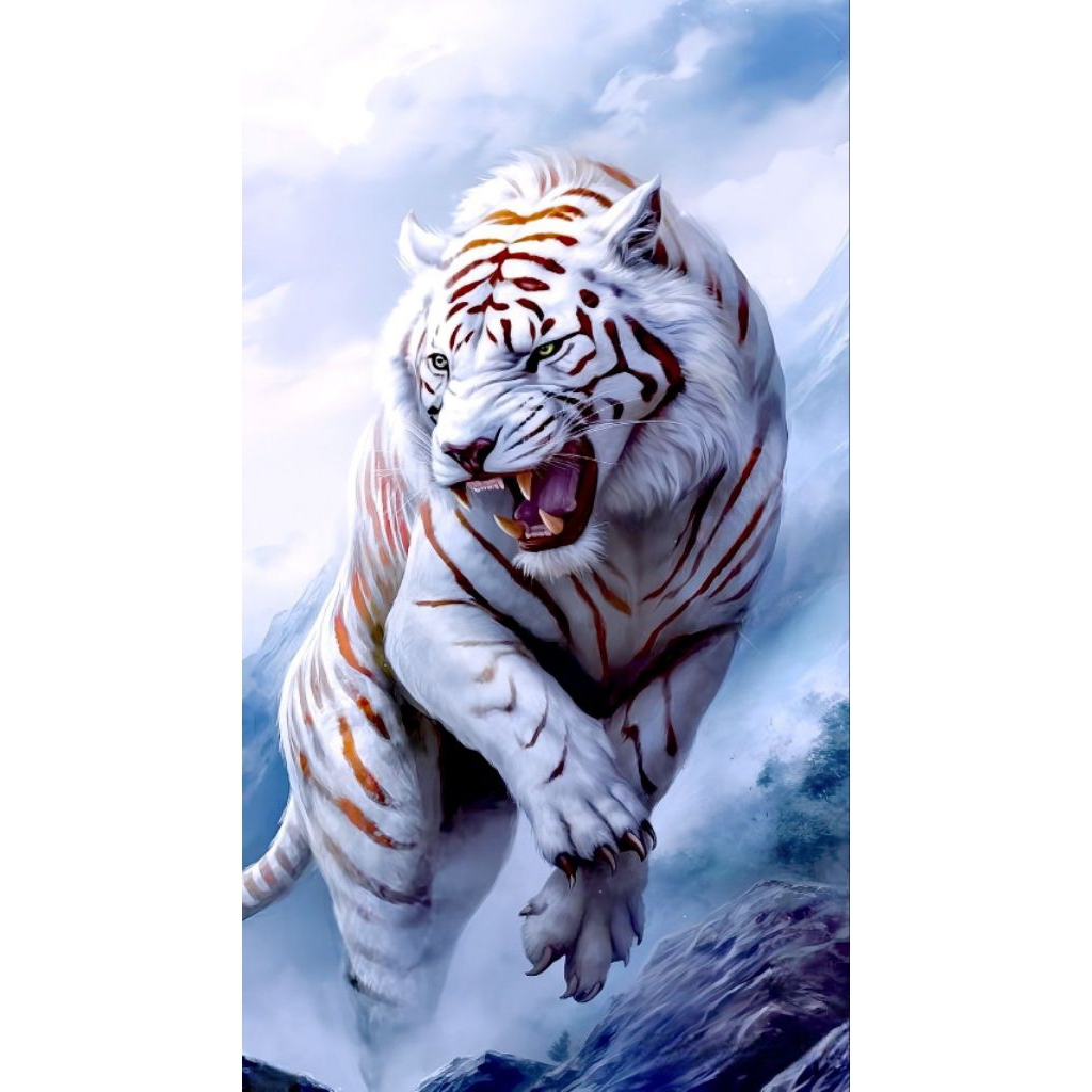 poster cetak hiasan MACAN PUTIH hiasan dinding tanpa bingkai bisa cod