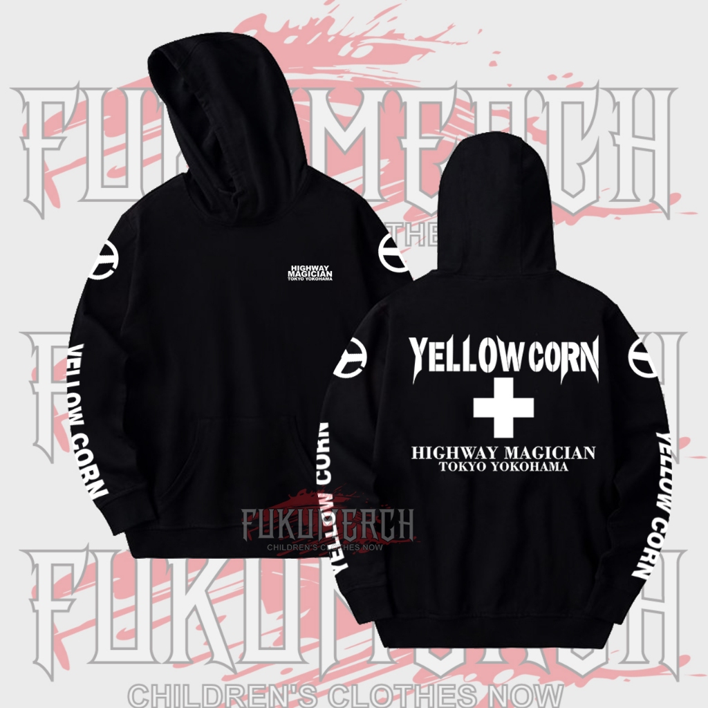 Jaket Hoodie Yellow Corn Highway Magician Tokyo Yokohama Hitam Cotton Fleece Unisex