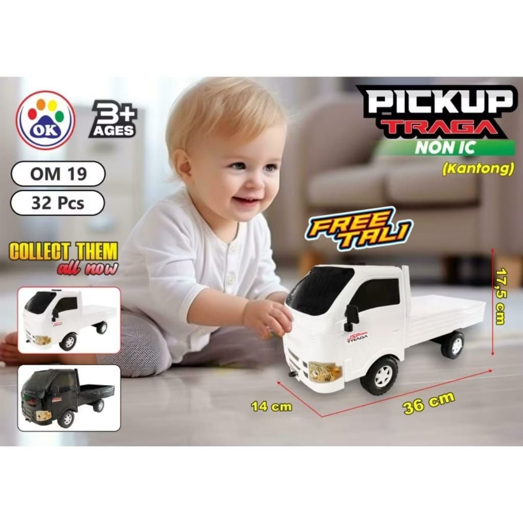 BYBO 457 mainan anak mobil pick up traga OM19 tanpa suara ada tali non ic