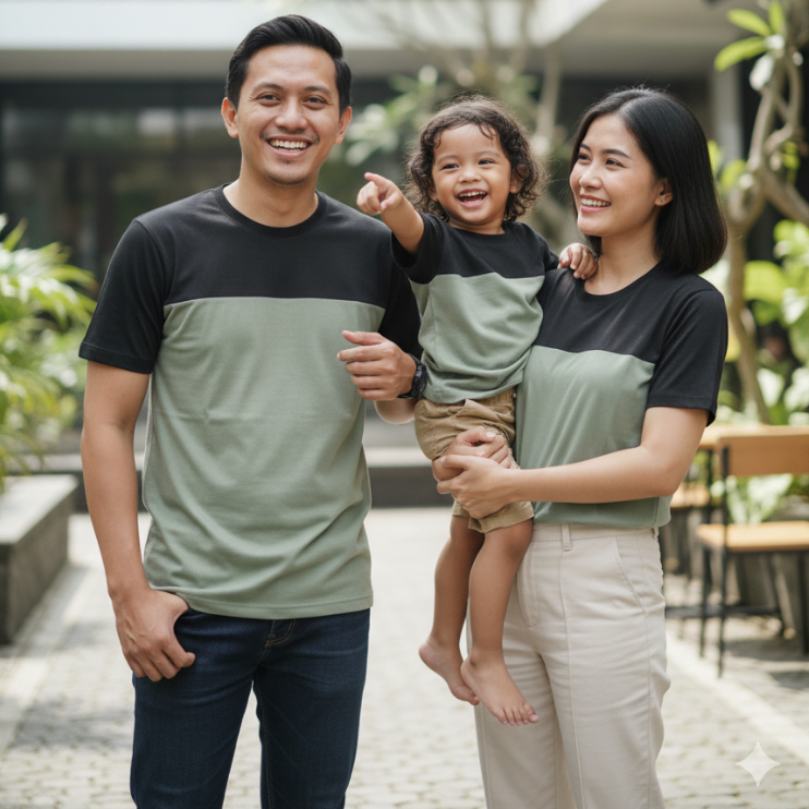 KAOS KOMBINASI HITAM - SAGE AQUA HAZE : BIGSIZE XXXXXXXL (7XL) KAOS COUPLE KELUARGA/ KAOS COUPLE VIR