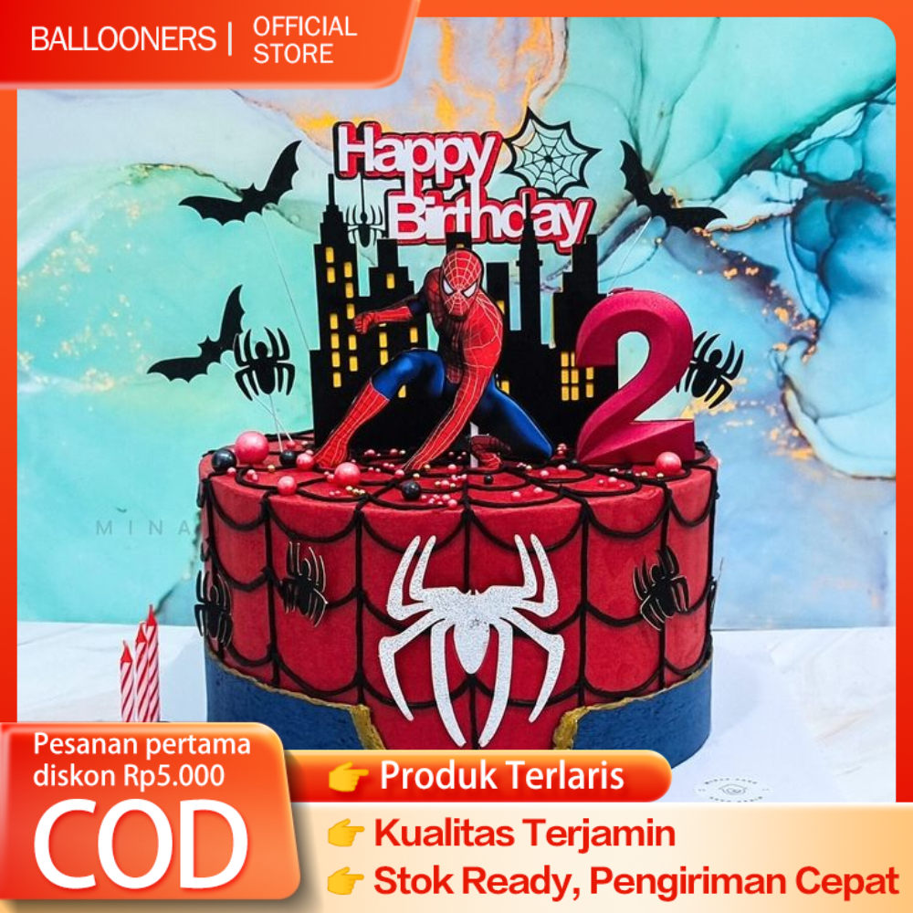 Cake Topper Kue Ulang Tahun Tema Superhero Marvel Karakter Spiderman Captain America