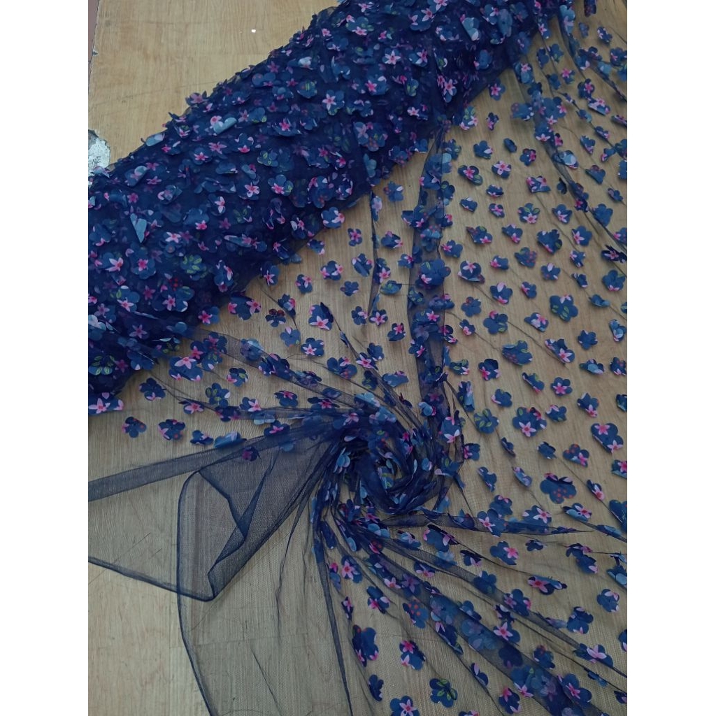 kain/bahan tile 3d motif bunga/shifon 3d