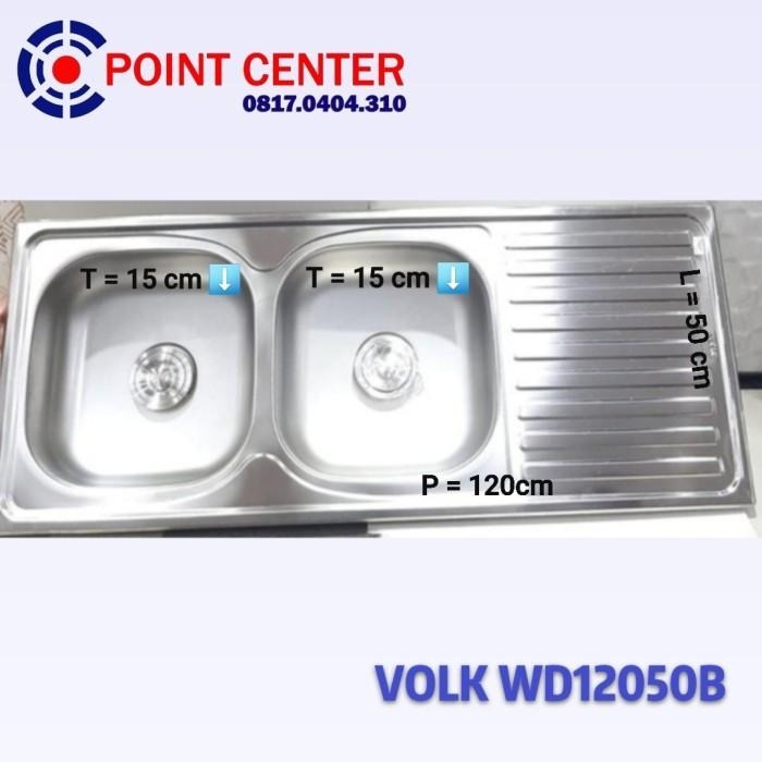 TERMURAH VOLK WD12050B KITCHEN SINK BAK CUCI PIRING 2 LUBANG