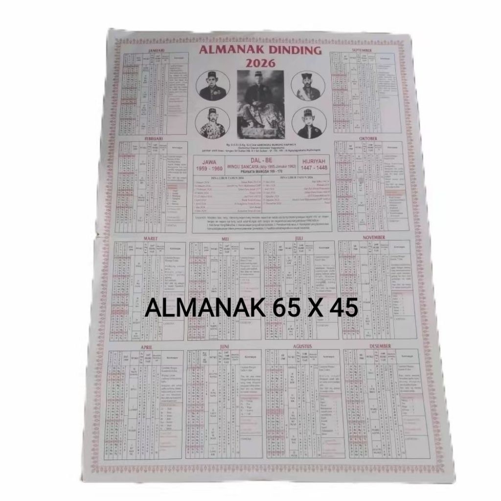 Kalender Jumbo 2026 64x44 |Almanak Dinding 2026 | Kalender Almanak Dinding 2026