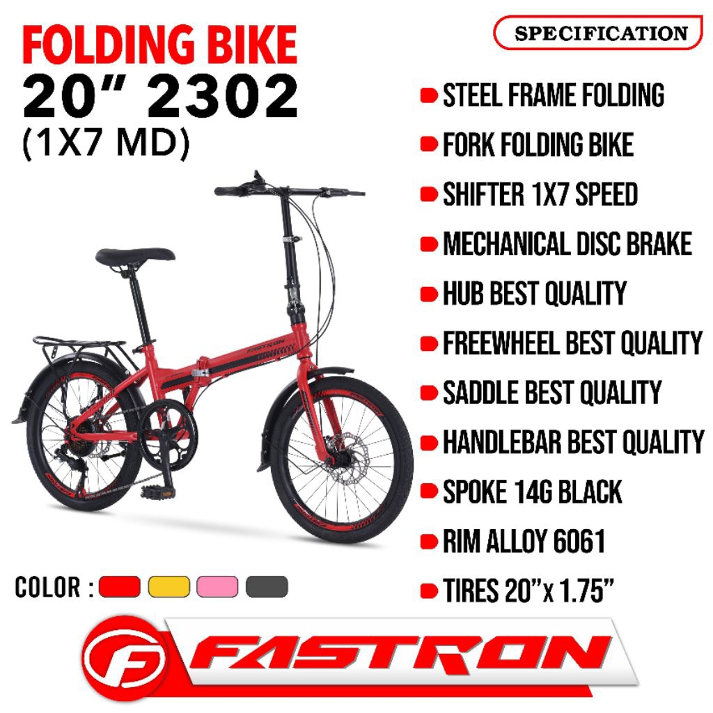 Sepeda Lipat Folding Bike Remaja dan dewasa 20 inci Fastron 2302