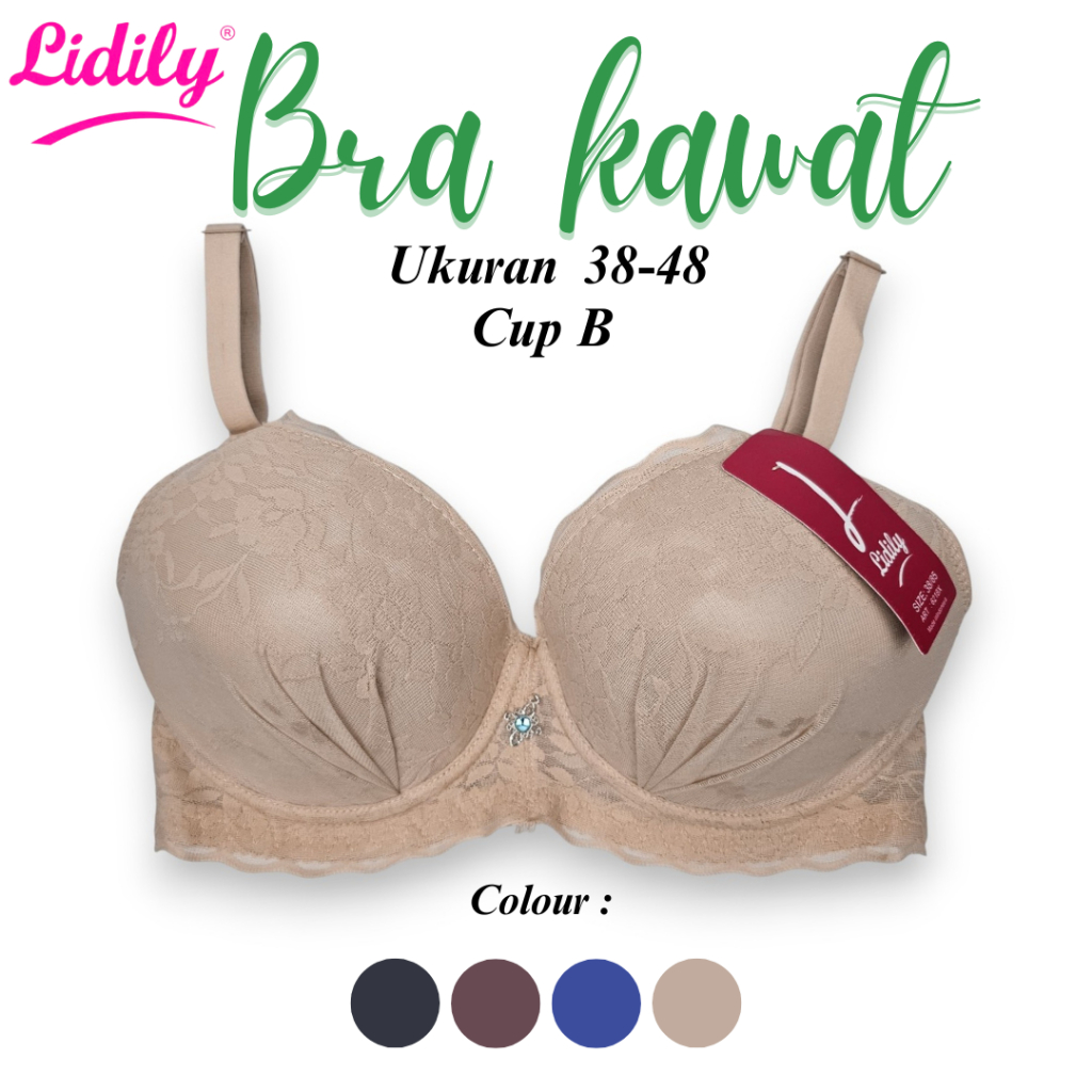 Bra Kawat - Cup B Ukuran 38-48 | 3/4 Cup Motif Brokat Kait 3 | Lidily Underwear