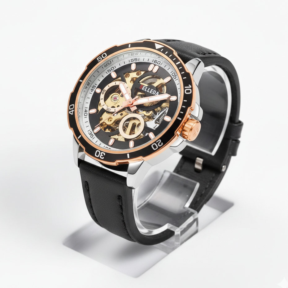 BELLEDA Jam Tangan Pria Belleda 9486 Automatic Leather Strap Luxury Anti Air Man Watch Original