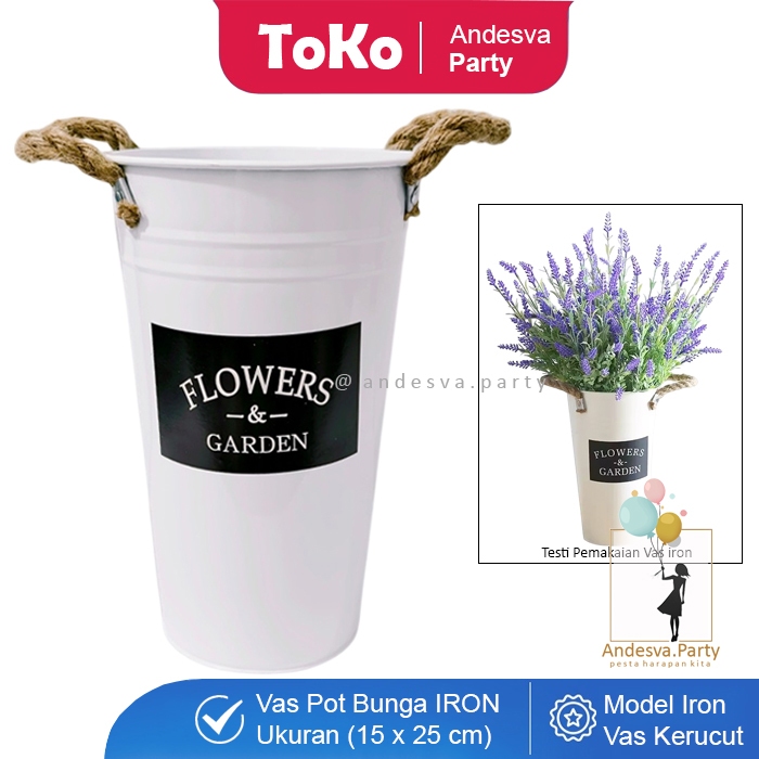 Vas Bunga Iron flower garden / pot kaleng kerucut / vas shaby pot ember kaleng / vas Bunga kaleng