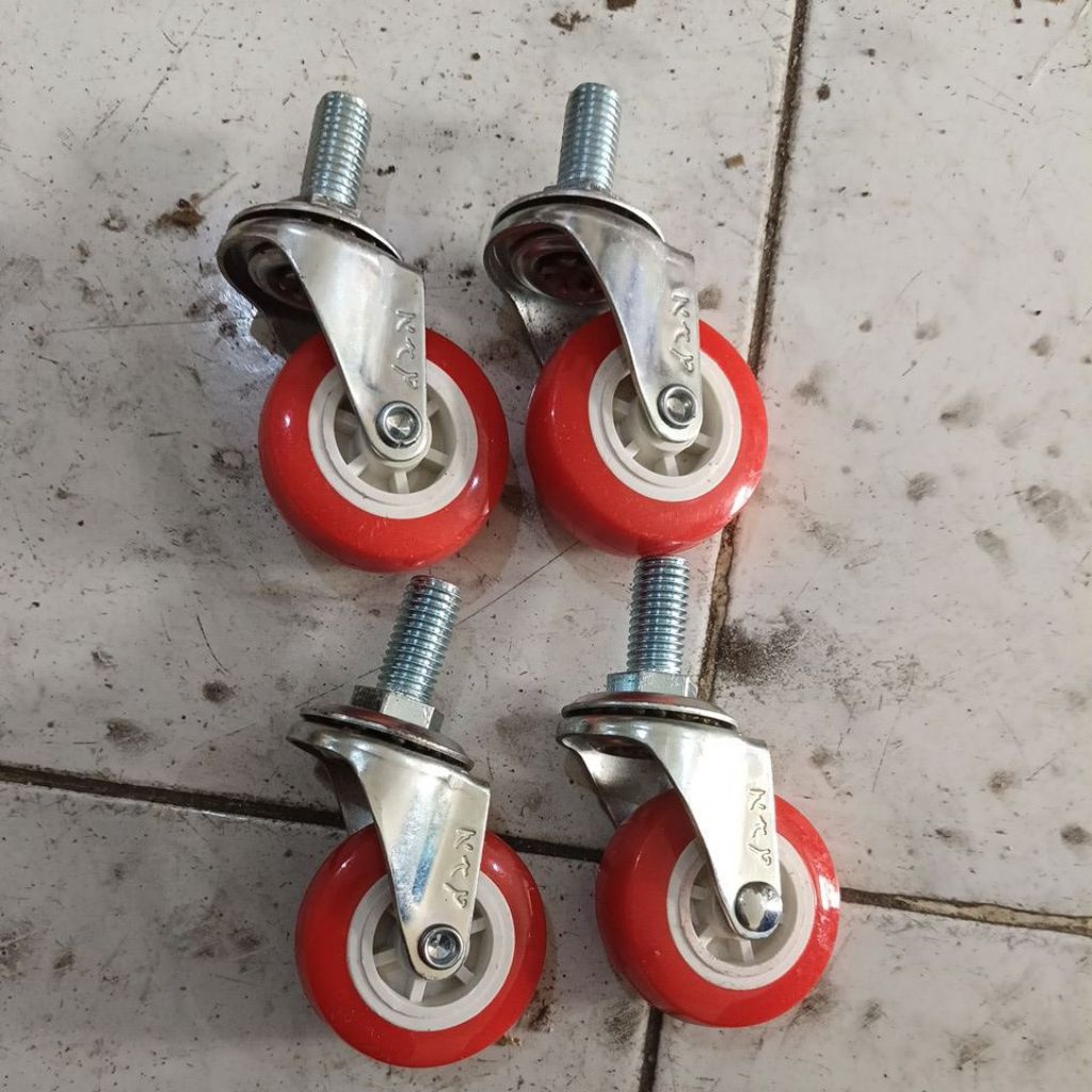 Roda merah tonggak 2" 1set (4pcs) roda CASTERS tonggak