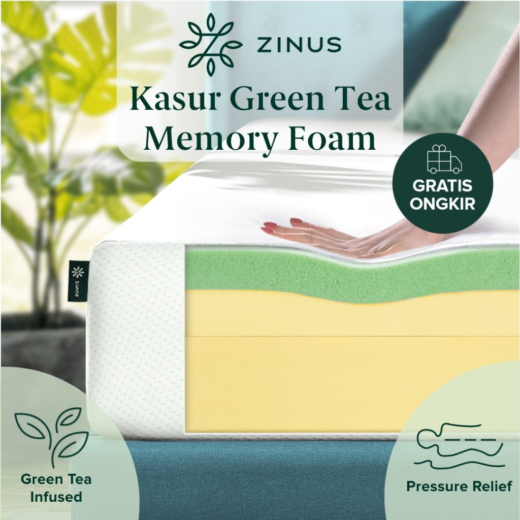 Kasur Busa Zinus Green Tea Memory Foam Mattress In a Box
