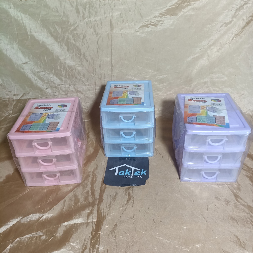 RAK LACI KECIL CONTAINER PLASTIK 3 SUSUN BOX KOTAK WADAH TEMPAT MAKEUP KOSMETIK SIMPEL MINI MULTIFUN