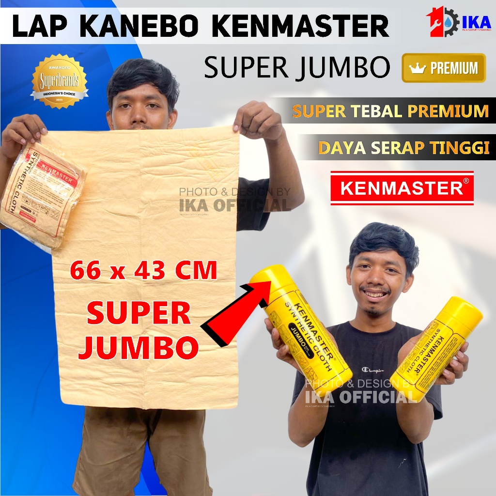 KENMASTER Kanebo Chamois Jumbo 66X43 Cm - Yellow Box (Lap Motor Mobil Ukuran Besar) - PLAS132