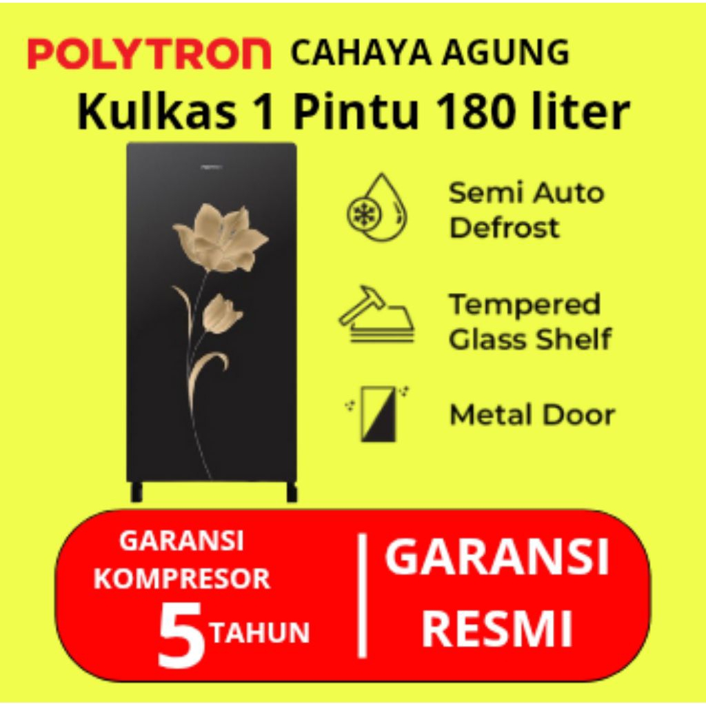 POLYTRON Kulkas 1 Pintu 180 Liter PRA-18MNX/PRA18MNX / PRA 18MNX
