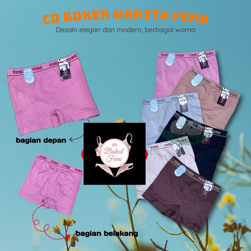 FE - 6 / 12 PCS Celana Dalam/CD Boxer Daleman Wanita Cewek Remaja Spandek Rajut FEMA F812 PREMIUM Ta