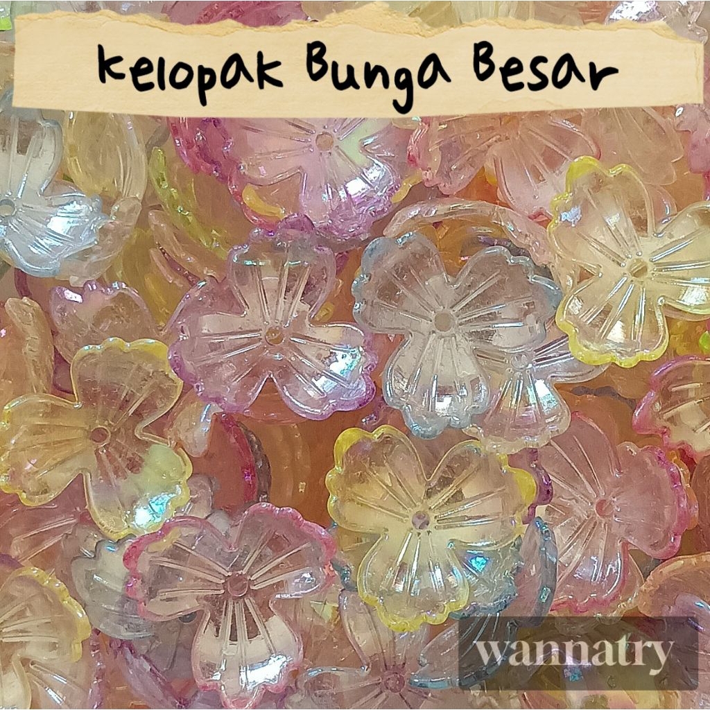 Mote Kelopak Bunga Besar Manik Akrilik Kelopak Bunga Besar Bening