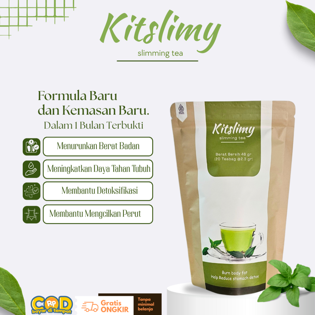 Kitslimy Slim Tea – Teh Diet Detox  Aman BPOM | Promo Bonus 1 Pouch!