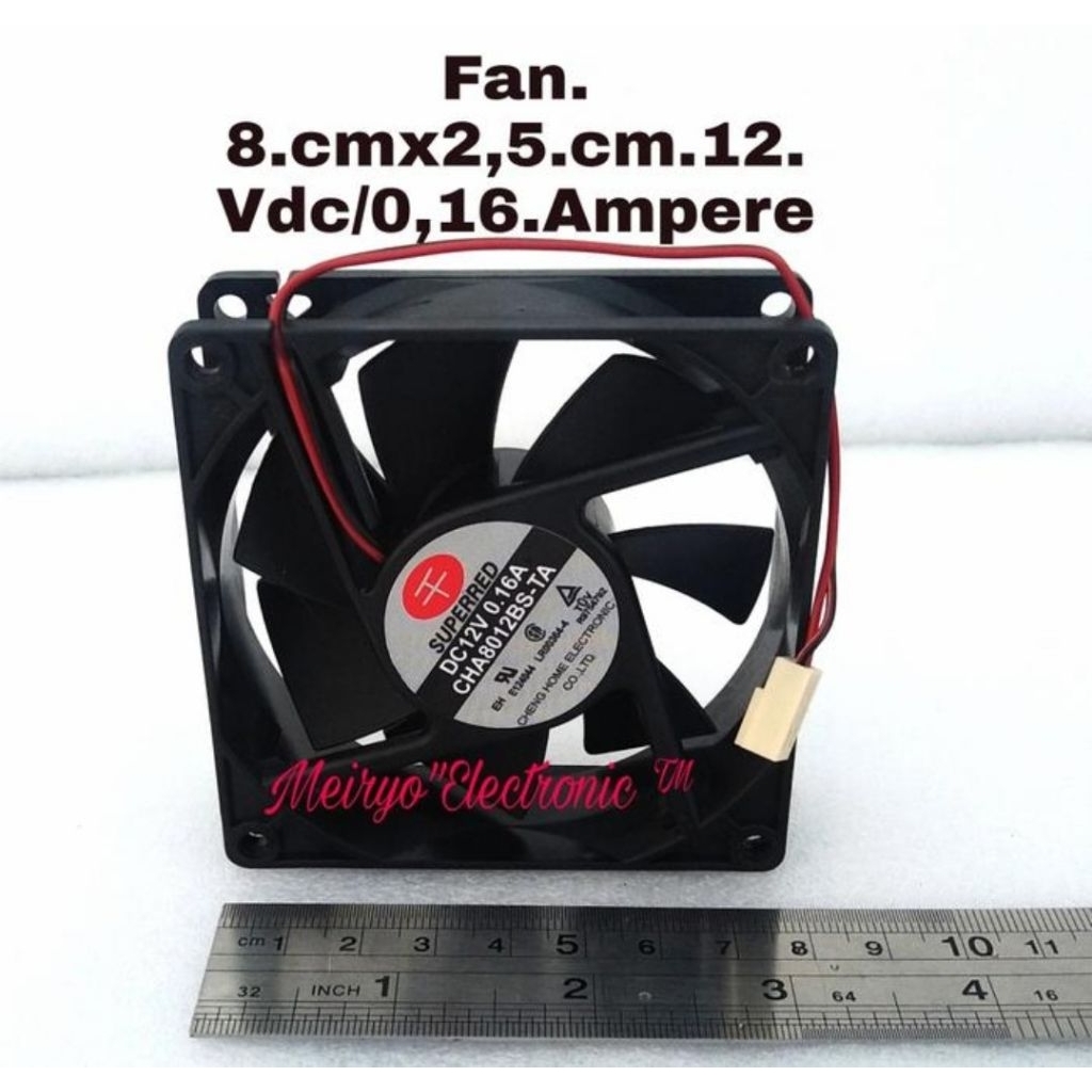 fan kipas 8 ,cm 12 vdc ( cooling fan socket 2 pin)