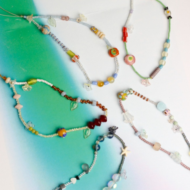 Perse Phone Strap Rope Beaded