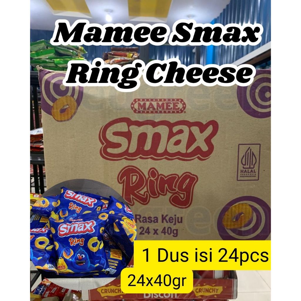 snack chiki  MAMEE Smax Ring Cheese 40g 1 DUS isi 24pcs SMAX Ring Cheese 40gr 24x40gram