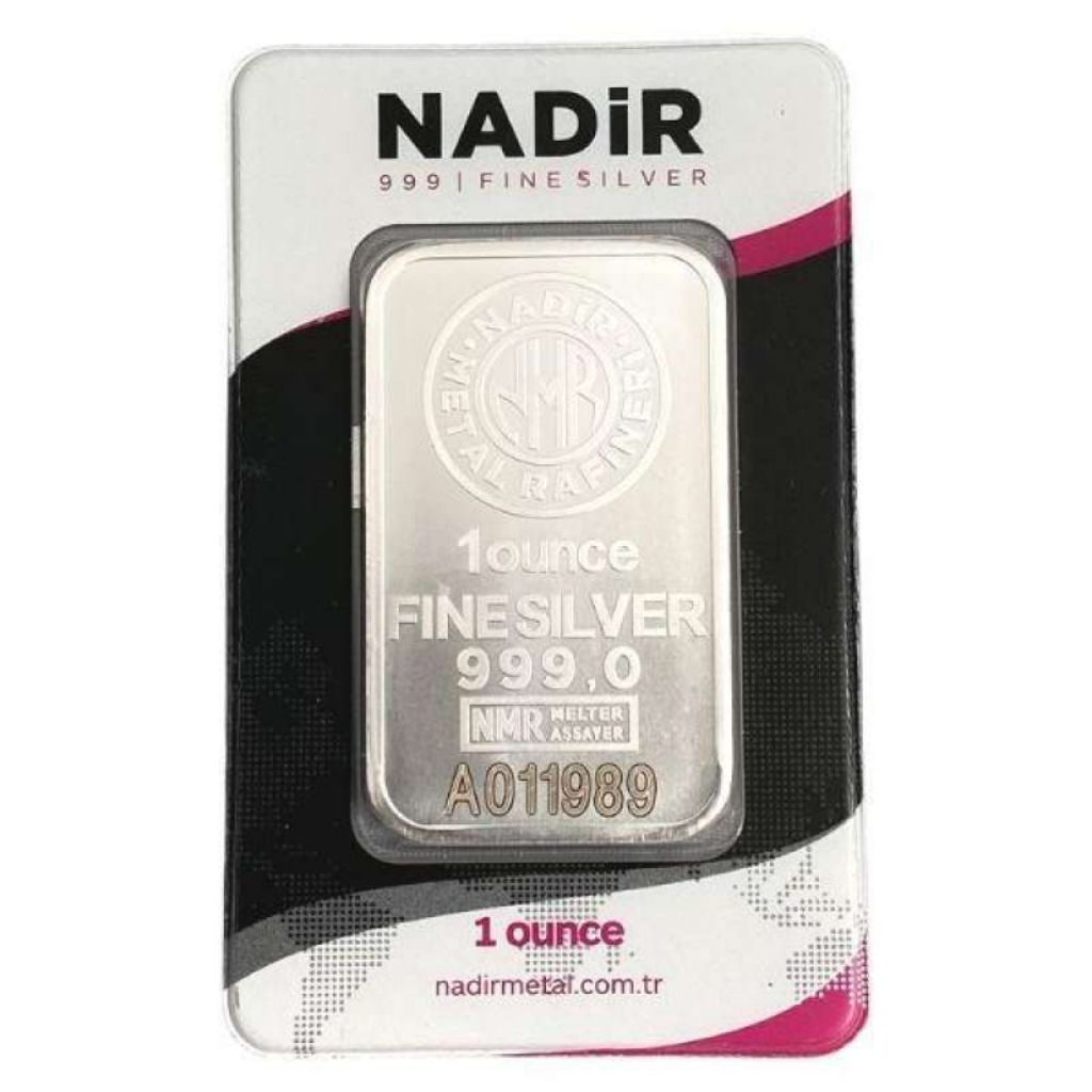 Nadir Silver 1 Oz (31,1 gram) Perak Batangan Asli Murni Fine Silver 999 Presscard dan Kapsul