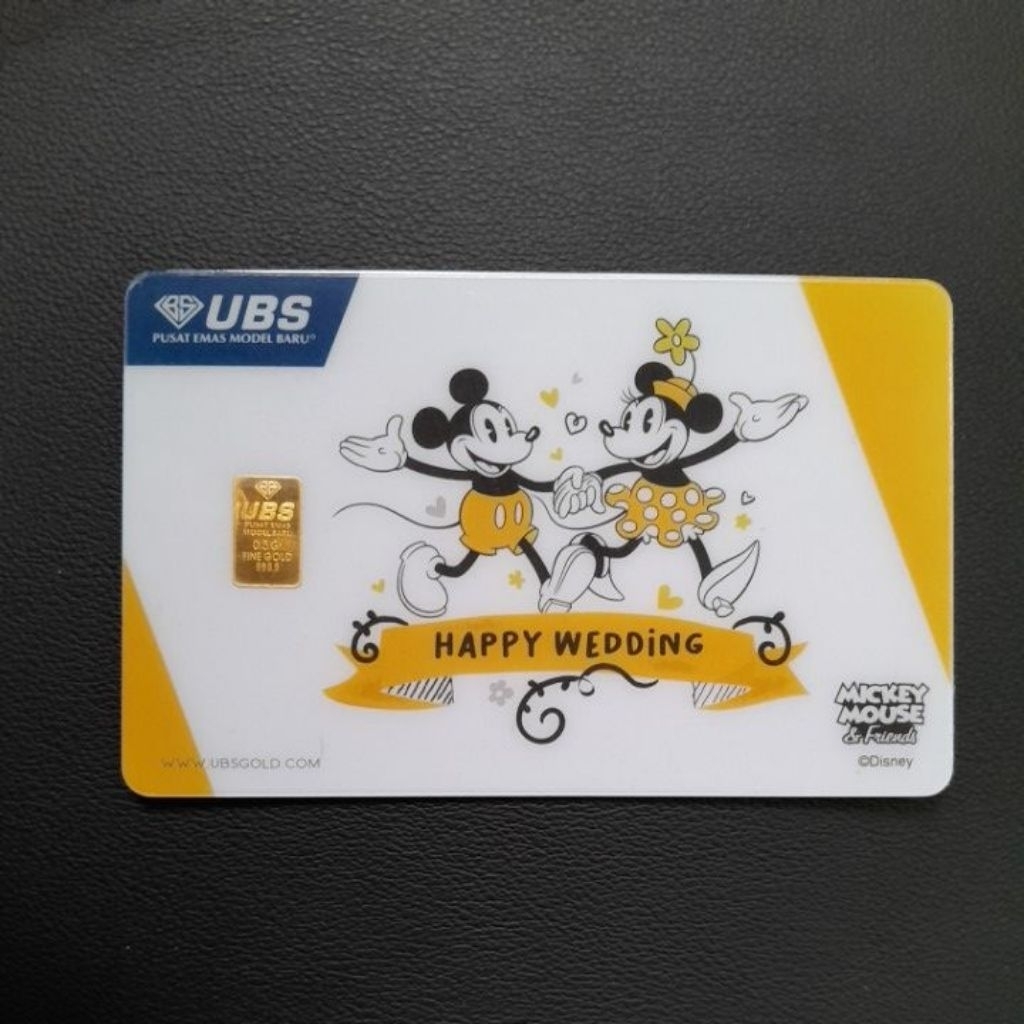 UBS Gold 0.5 gram disney mickey and minnie mouse wedding