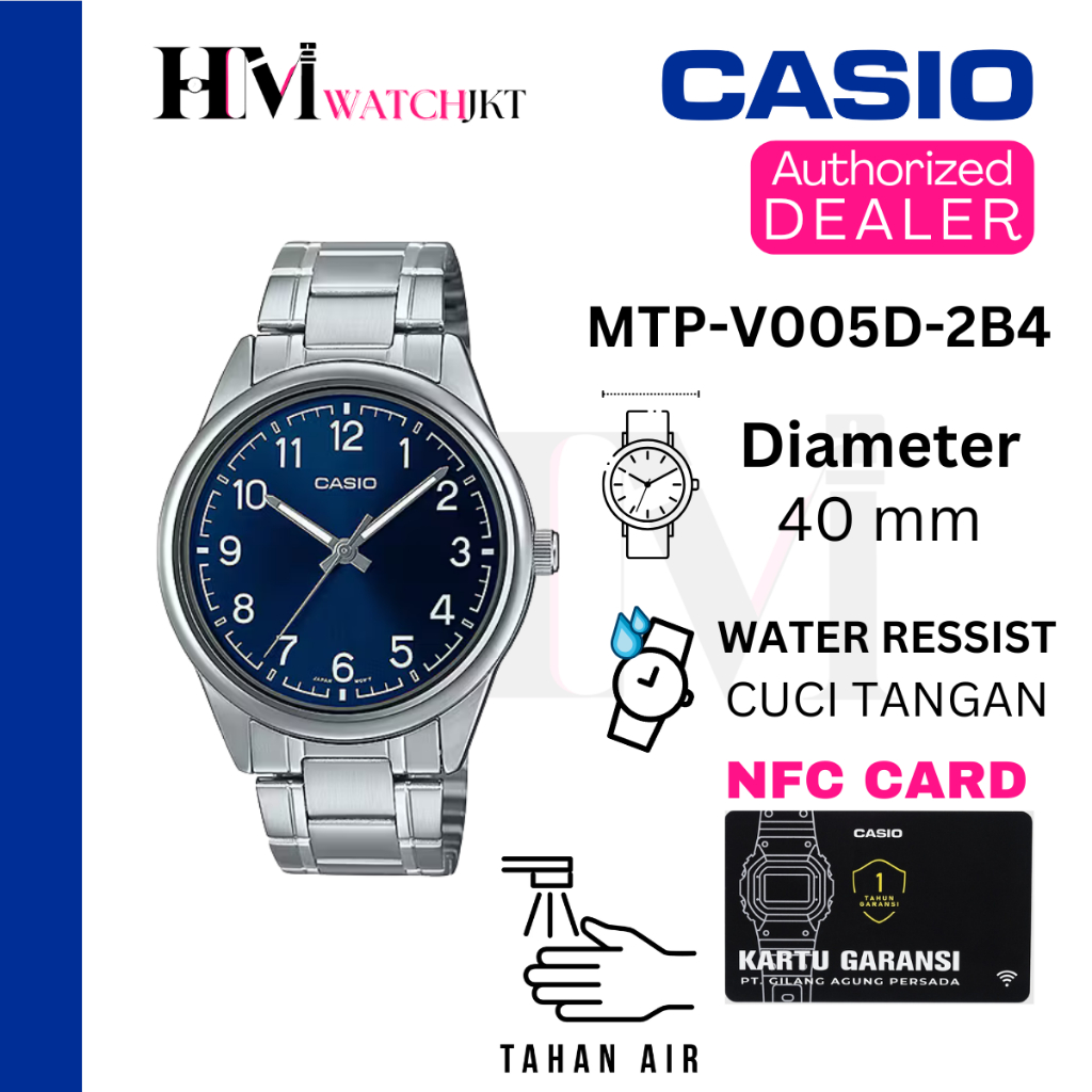CASIO MTP-V005D-2B4 Jam Tangan Pria Original Analog Rantai Sport Antiair MTP-V005D-2B4 MTPV005