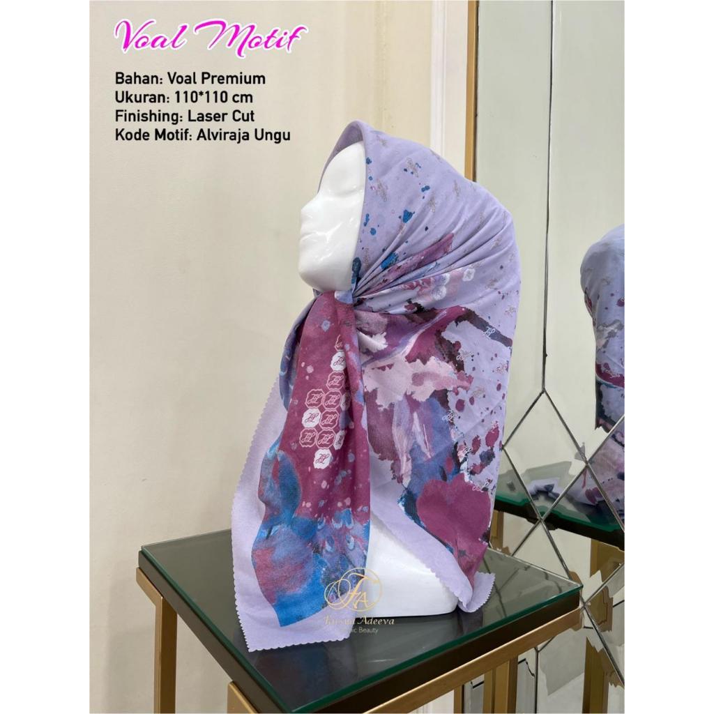 [ADV] FARSYA ADEEVA HIJAB SEGIEMPAT VOAL MOTIF ALVIRAJA WARNA UNGU